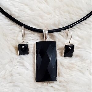 Silpada Sterling Silver Onyx Pendant & Earrings